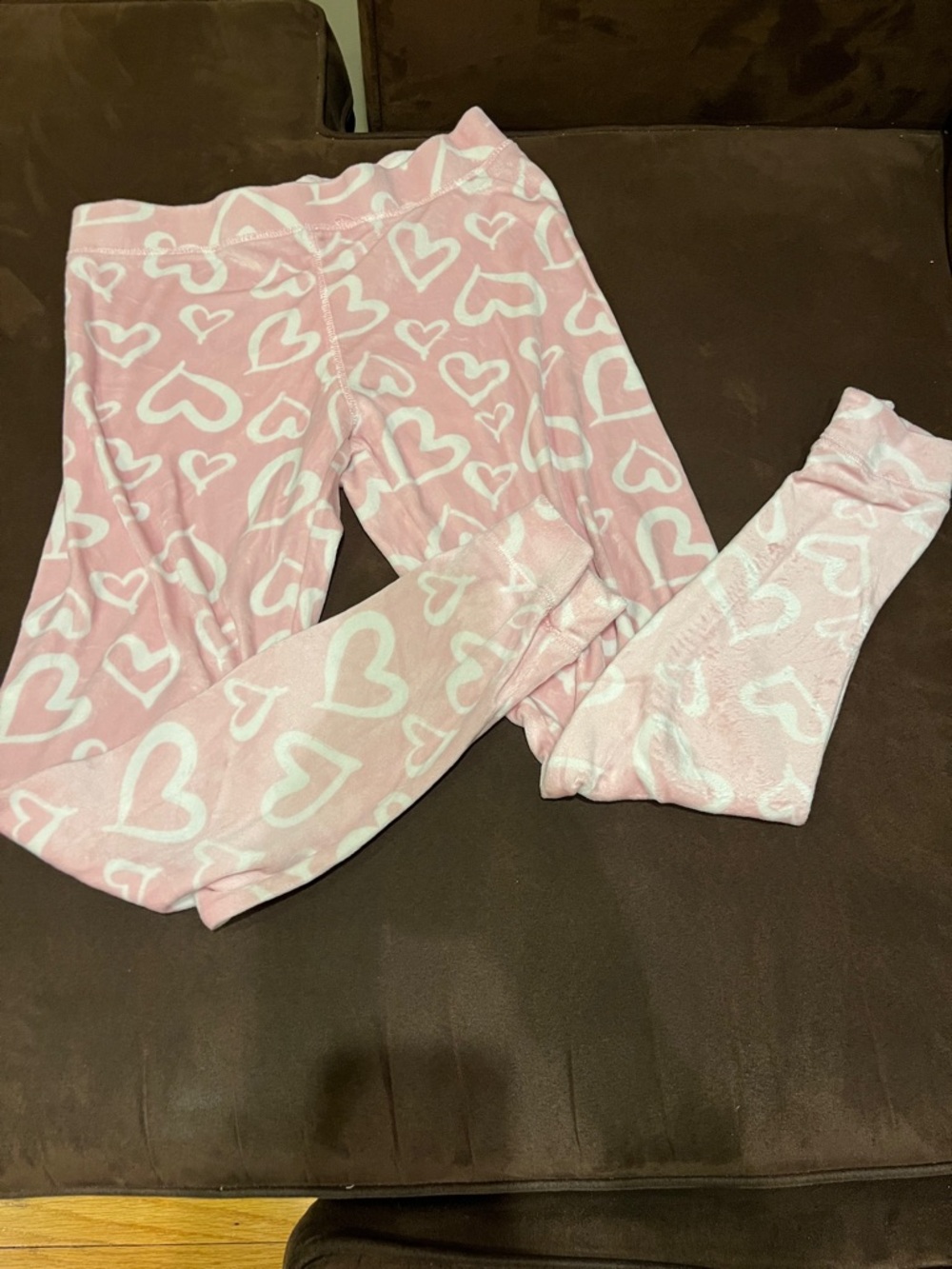 Cozy Pink Heart-Print Pajama Leggings